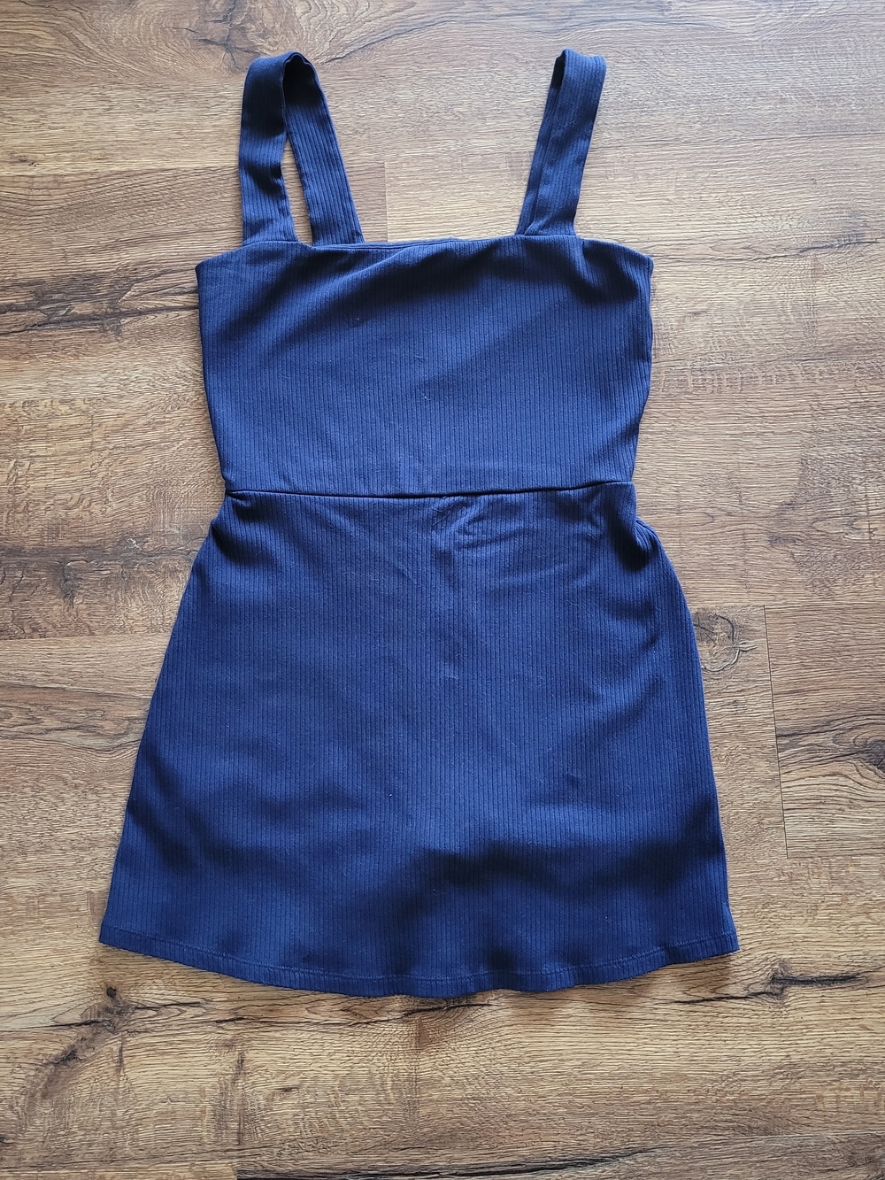 Women's Navy Ribbed Square-Neck Skort Mini Dress